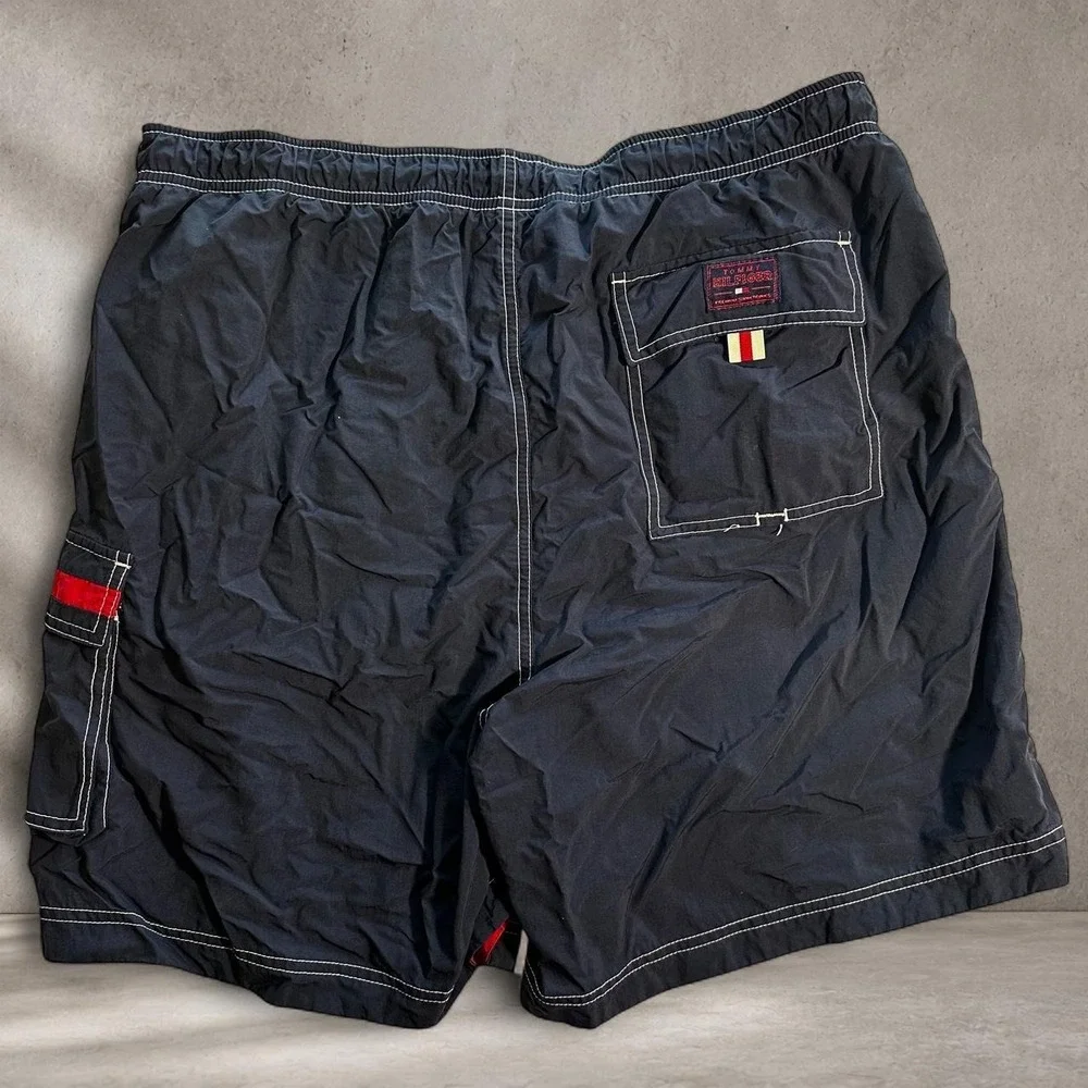 Tommy Hilfiger swim shorts in navy blue with white/red accents